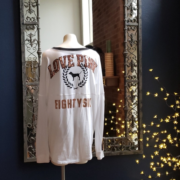 PINK Victoria's Secret Tops - PINK! NWOT ROSE GOLD & WHITE SHIRT